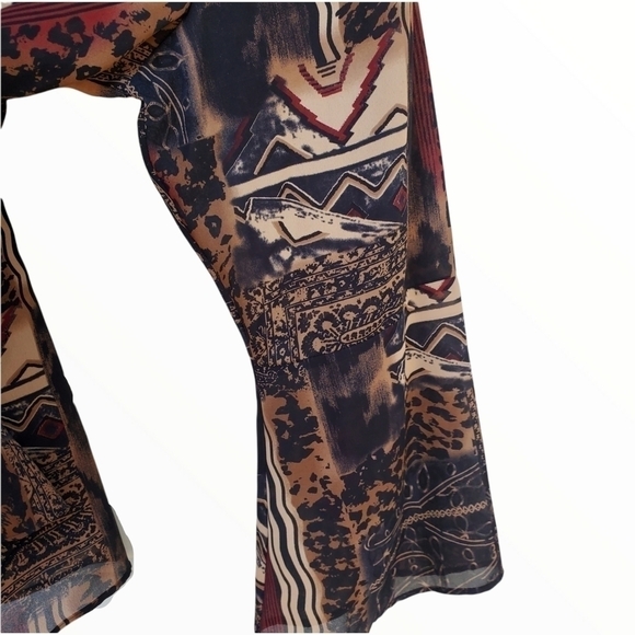 Studio C Plus sz 26 / 28 Tribal print sheer bell sleeve Earthy tones tunic - Picture 7 of 14